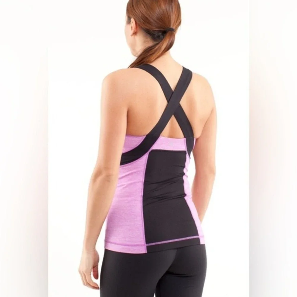 Lululemon Push Your Limits Tank Heathered Ultra Violet/Black Size‎ 6 EUC